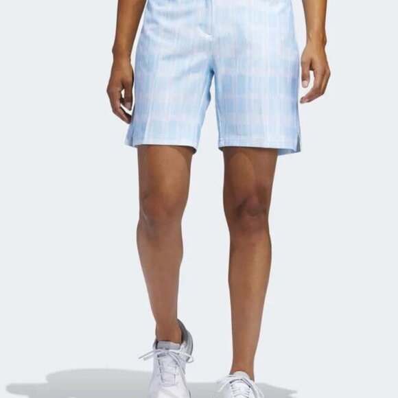 ADIDAS Women's Ultimate Club Printed Golf Shorts NWT White/Bright Cyan Size 2 - Picture 6 of 10